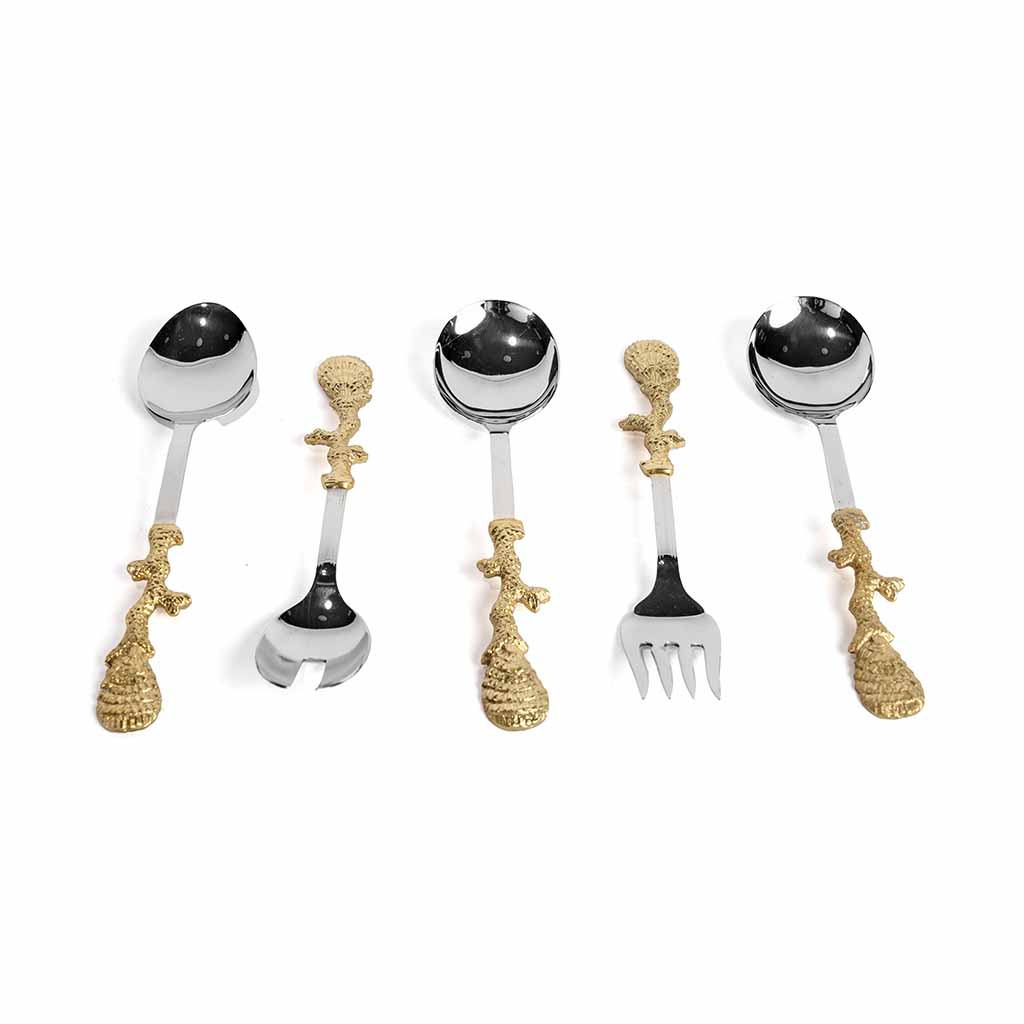 Home – Creo Living Coral Serving Spoon Set 5pcs , quality cutlery , table cutlery and crockery , flatware , cutlery sets