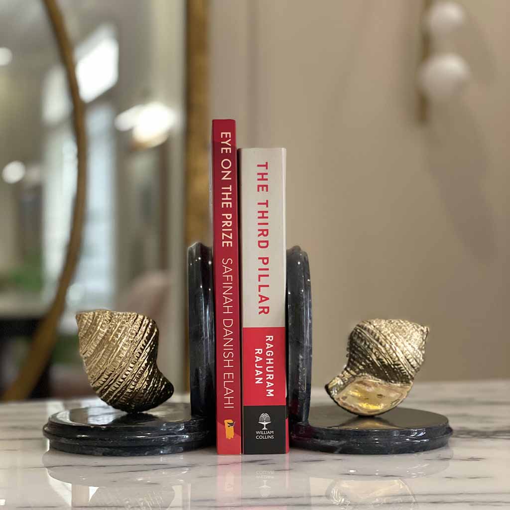 Concha Bookends , Seashell Bookends , Brass Bookend , Home Décor , Bookend Pakistan