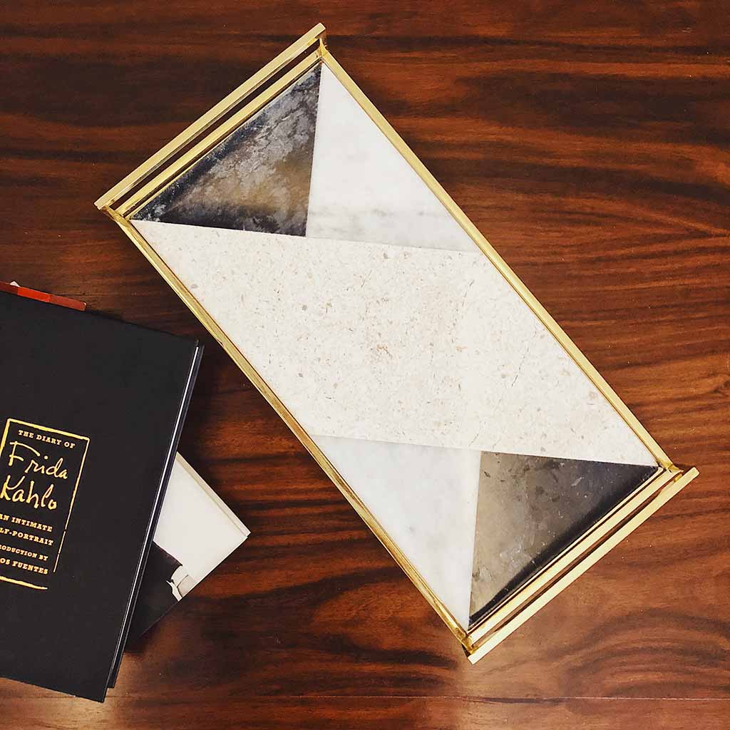 Vulcano Tray Centerpiece , Table Tray Décor, Decorative Serving Trays, Center Piece Online, Classy Center Pieces