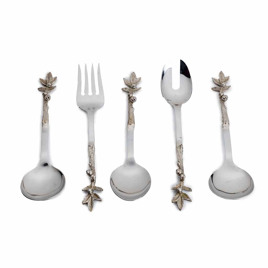 Home – Creo Living Flora Serving Spoon Set 5pcs , quality cutlery , table cutlery and crockery , flatware , cutlery sets